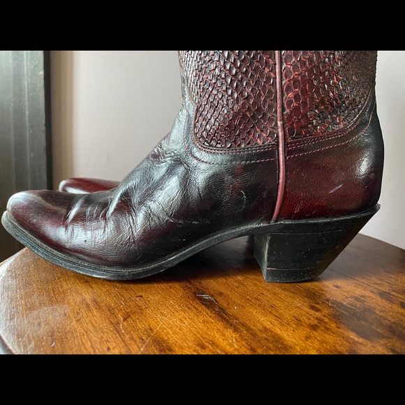 Justin western boots in Burgundy leather - Picture 3 of 7